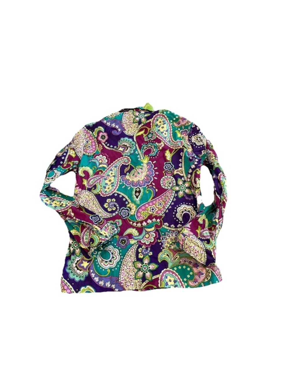 Vera Bradley Purple, Teal & Green Paisley Button-Front Top - Picture 4 of 4
